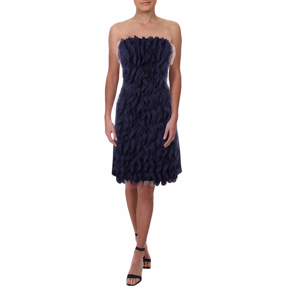 FERIANI COUTURE Satin Ruched Cocktail Dress